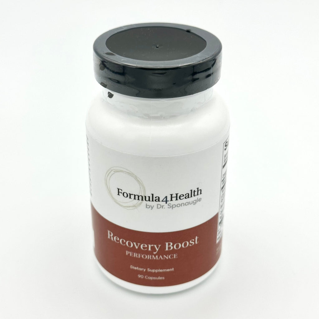 Recovery Boost by  Formula 4 Health. Available for online purchase at  Formula For Health.